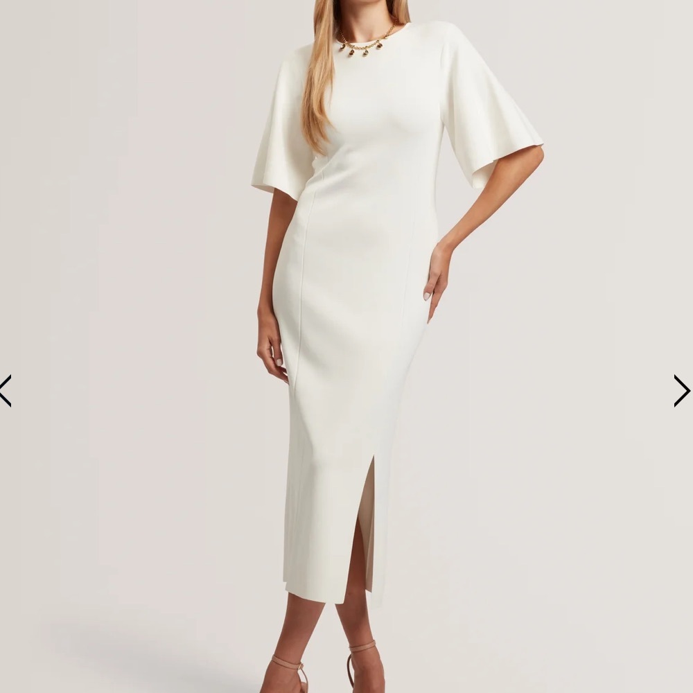 NWT. Ted Baker London Off White Midi Dress